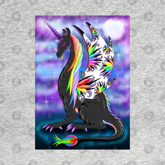 Rainbow black dragon by MelanieJeyakkumar